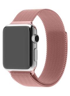 اشتري Apple Watch Band49mm 45mm 44mm 42mm Stainless Steel Metal Strap Milanese Loop Alloy Replacement For IWatch Series 8/7/SE/6/5/4/3/2/1 - Rose Pink) في مصر