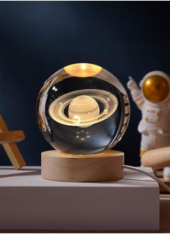 Buy 3D Solar System Crystal Ball Night Light for Kids Glass Ball Night Lamp with Wood Base Fantasy Decor Crsytal Ball Gifts LED Galaxy Planet NightLights Brithday Gifts for Boys Girls (Saturn) in Saudi Arabia