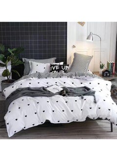 اشتري 4-Piece Premium Collection Single Size Bedsheet Set Includes 1x Bedsheet 120*200+25cm 1xDuvet Cover 160*210cm 2xPillow Case 75*50cm في الامارات