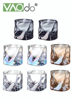 اشتري 8PCS Glass Water Cup Set Drinking Glass Lead-free Tumbler Coffee Cup Irregular Shape Teacup Coffee Cup Multi-color في الامارات