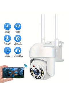 Buy Outdoor Wifi Security PTZ Auto Tracking Audio CCTV Surveillance 360 IP Camera, Day & Night Full Color, AI Humanoid Motion Detection, Two-way Voice Intercom, 360-degree Panoramic Surveillance in UAE