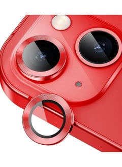 اشتري Camera Lens Protector for iPhone 14  Strong Adsorption 9H Hardness Tempered Glass Camera Screen Protector Individual Metal Ring Cover, Case Friendly (Red) في مصر