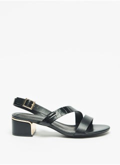 Buy Womens Textured Sandals with Block Heels and Buckle Closure in Saudi Arabia