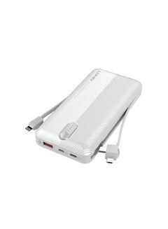Buy LDNIO PL2014 Power Bank 20000mAh Built in Dual Cable 3 Port - White in Egypt