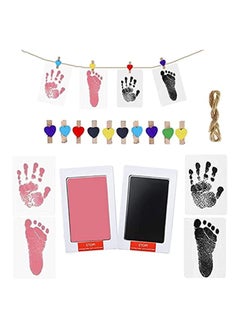 Buy Baby Footprint Handprint Pet Paw Print Kit, Inkless Print Kits with 2Ink Pads + 4 Imprint Cards+10 Heart Clips +Hanging Rope Non-Toxic Safe and Clean-Touch for Family Keepsake in Saudi Arabia