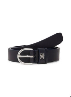 Buy Women's Essential Rounded Buckle Leather Belt, Blue - Leather in Saudi Arabia