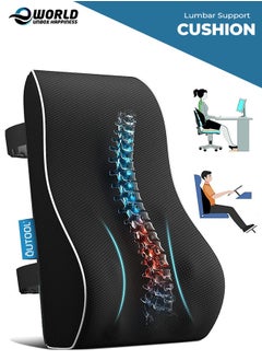 Buy Memory Foam Lumbar Support Pillow, Ergonomic Back Cushion for Pain Relief and Posture Support, with Breathable Mesh Cover and Adjustable Straps for Office Chairs, Car, Recliners and More, Black in UAE