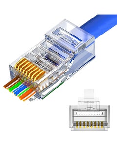 Buy (100 Pack) RJ45 Pass-Through Connectors, Cat6 RJ45 Connectors, For Ethernet Cable, Cat6/Cat5 Ends 8P8C Modular, UTP Network Plug, Gold Plated LAN Network Crimp Connector, in UAE