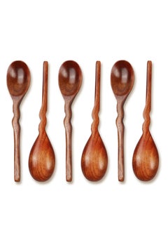 Buy 6pcs Wooden Spoons for Eating, 7.87 inch Wooden Spoons for Honey,Small Wooden Spoons,Handmade Natural Asian Wooden Spoons for Soup, Coffee, Salad Desserts,Chips, Snacks,Cereal,and Fruit in UAE