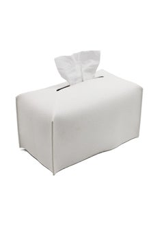 Buy Arabest Tissue Box Cover, Decorative PU Leather Tissue Box Holder, Modern Square Tissue Box Organizer for Bathroom Vanity Countertop, Night Stand, Bedroom Dresser, Office Desk, Car (White) in UAE