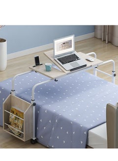 Buy Stretchable Mobile Wooden Bedside End Table, End Table, Coffee Table, Computer Table, Snack Side Overbed Laptop Desk with Wheels, Adjustable Height, Length in Saudi Arabia