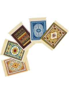 اشتري Of 5 Rug Table Coasters For Drinksoriental Design Fabric Table Drink Holders Nonslip & Heat Resistant Drink Coasters For Home & Office في السعودية