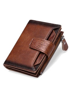 اشتري Men's Wallet Short Leather Wallet Top Layer Cowhide European And American Fashion Leisure Wallet Driver's License Wallet في السعودية