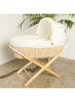 Buy Portable Baby Moses Basket Cot With Durable Stand (off white) in Saudi Arabia