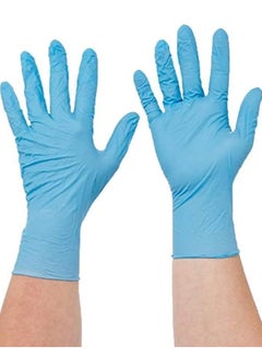 Buy Multi-use blue rubber gloves or gloves without powder, a package containing 100 pieces, to keep hands clean for home, cleaning, work, and clinics for doctors and nurses in Egypt