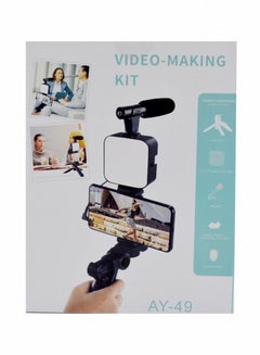 Buy AY-49 Vlogging Video Making Flexible Tripod Kit For Mobile Phones With MicrophoneAndLight in UAE