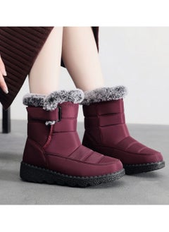 Buy Women's Medium High Top Anti Slip Cotton Shoes Wine Red in Saudi Arabia