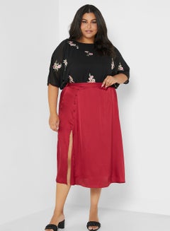 Buy High Waist Side Slit Skirt in Saudi Arabia