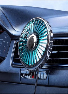 Buy USB Car Fan for Air Vent Mounted with Colorful Light, 360° Rotatable Portable Clip Fans That Blow Cold Air, Small Cooler Mini Fan Silent in Saudi Arabia