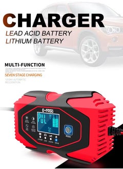 اشتري Automatic Smart Car Battery Charger, 12V/6A 24V/3A Compatible Trickle Charger for Car, Battery Maintainer, Pulse Repair Charger Pack for Automotive, Motorcycle, Lawn Mower, Marine Truck and More Red في السعودية