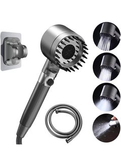 اشتري High Pressure Handheld Shower Head with 150CM Hose & Adhesive Holder, 4 Spray Mode Handheld Shower Head with ON/OFF Pause Switch to Saving Water في السعودية