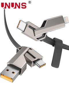 اشتري 4 in 1 USB C Cable Lightning Cable MFi Certified,100W Fast Charging Data Sync, Flat Braided Anti-Tangle iPhone Charger Cord With Velcro,Multi Charging Cable Lightning/Type C/USB A Ports,5ft في السعودية