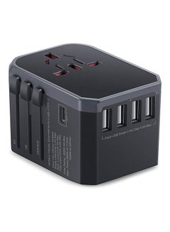 Buy Universal Travel Adapter One International Wall Charger AC Plug Adaptor with 5.6A Smart Power and and 3.0A USB Type-C for USA EU UK AUS in Saudi Arabia