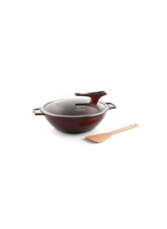 اشتري Wok Pan with Lid and 2 Handle Granite Coating | The Perfect Way to Cook Delicious Dishes في الامارات