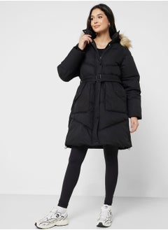 Buy Padded Jacket With Fur Hood in UAE