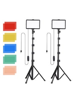 اشتري 2 Pack USB LED Video Lights Kit Bi-Color Temperature Fill Lights 10-Level Brightness with Light Stands Color Filters for Video Conference Lighting Live Streaming Video Recording Product Photography في الامارات