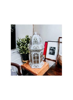 Buy Ramadan Lantern Glass Metal 12" White - Islamic Dome - Unique Design Decorative Decorative Decorative Decorative Accent in Egypt