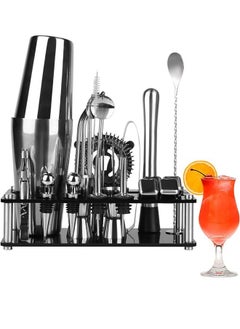 اشتري 23 Pieces Professional Bar Cocktail Tools Stainless Steel Mixology Bartender Kit with Acrylic Stand في الامارات