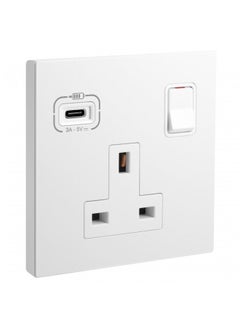 Buy 13A Switch Socket 1Gang + USB C-Type Galion White in UAE