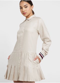 Buy Button Detail Pleated Shirt Dress in UAE