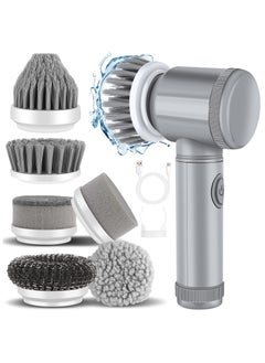 Buy Electric Spin Scrubber, Electric Cleaning Brush with 6 Replaceable Brush Heads, Handheld Electric Shower Scrubber for Bathtub, Floor, Wall, Tile, Toilet in Saudi Arabia