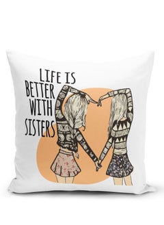 اشتري Throw Pillow Best Sisters Gift White Pillow Best Friends Gift BFF Present في الامارات