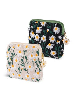 Buy Daisy Embroidery Menstrual Cup Pouch, Cotton Sanitary Napkin Storage Bag, Portable Tampon Holder Pad Pouch for Women Teen Girls in Saudi Arabia
