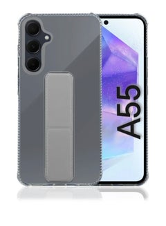 Buy Case Cover For Samsung Galaxy A55 With Magnetic Hand Grip 3 in 1 Clear / Grey in Saudi Arabia