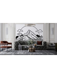 اشتري Black White Mystic Mountain Fabric Wallpaper Covers An Area ​​Up To 4.2Mx3M With Adhesive And Smoothing Tool في مصر