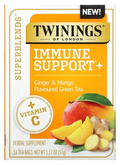 اشتري Immune Support+ Green Tea Ginger & Mango 16 Tea Bags 1.12 oz (32 g) في الامارات