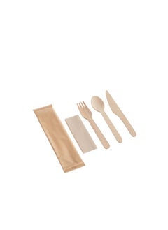 Buy 20 Pack Disposable Wooden Cutlery Set with Napkin Eco Friendly Biodegradable Compostable Wooden Knife Fork Spoon Napkin Set Wooden Utensils for Weddings Parties Picnic in UAE