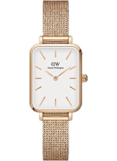 Buy Quadro Pressed Melrose Eggshell White Rectangular For Women Watch 20x26mm Dial with Rose Gold Stainless Steel Strap DW00100431 in Saudi Arabia