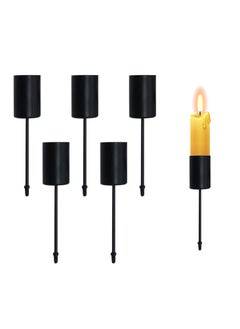 اشتري 5 Pcs Candle Holders, Small Metal Candlestick Tapered Candlesticks for Home Decoration/Festival Decoration/Party/Wedding/Candlelight Dinner (Black) في السعودية