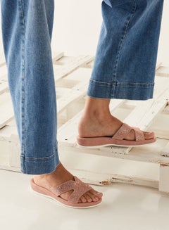 اشتري Womens Embellished Slip-On Sandals Blush في الامارات