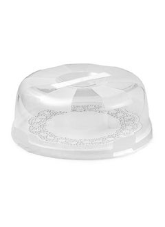 Buy Delice Lid Detail Cake Stand Clear and White 14 x 28 x 32 cm in Saudi Arabia