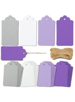 اشتري Kraft Paper Gift Tags With String 170Pcs Multicolored Hanging Tags Price Tags Purple Gray White Wedding Birthday Holiday Party Favors في الامارات