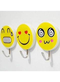 Buy Hooks Wall Mounted With Plastic Emoji Face Design And Self Adhesive Set Of 12 Pieces in Egypt