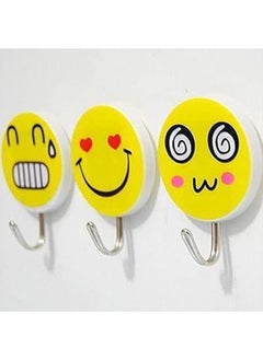 Buy Hooks Wall Mounted With Plastic Emoji Face Design And Self Adhesive Set Of 12 Pieces in Egypt