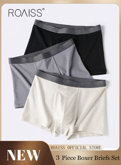 اشتري Set of 3 Men's Boys Cotton Boxer Briefs Breathable Soft Underwear Summer Stretch Large Size Plus Fat Men's Boxer Briefs في الامارات