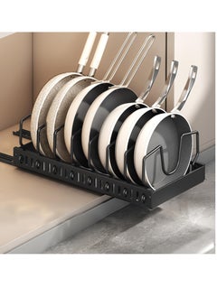 Buy Pots and Pans Organizer, Sliding Pot Lid Holder and Pan Rack in Kitchen, Pull Out Pots and Pans Organizer for Cabinet, for Pot Lid, Bakeware, Dishes, Pots and Pans Storage (Black) in Saudi Arabia